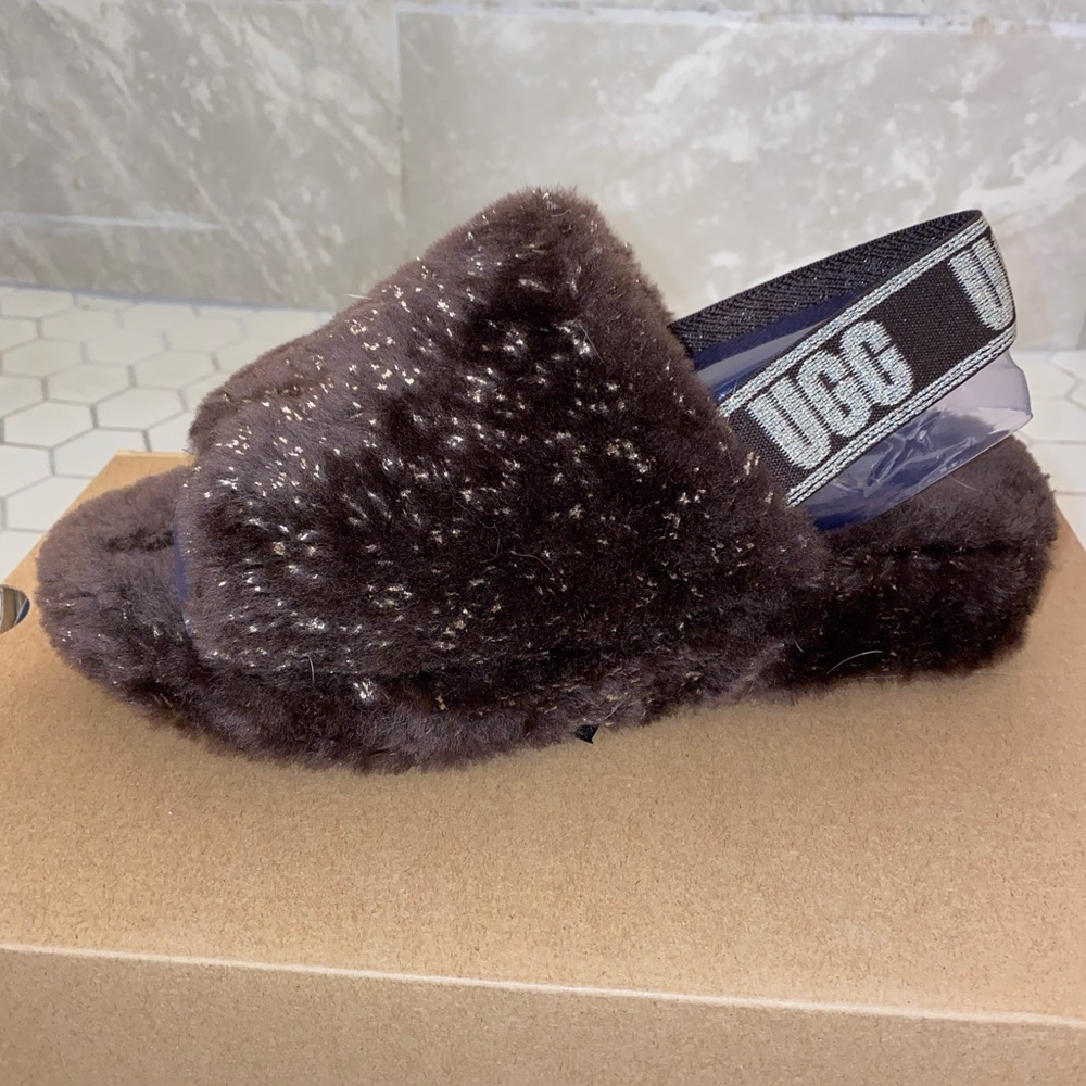 UGG Brown Metallic Slippers with strap size 8